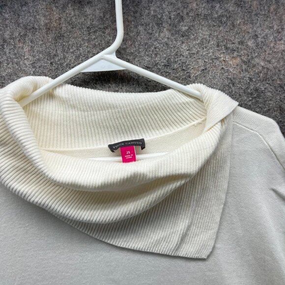 Vince Camuto Sweater Womens 2X Beige Cowl Neck Short Sleeve Lightweight Knit - Picture 9 of 14